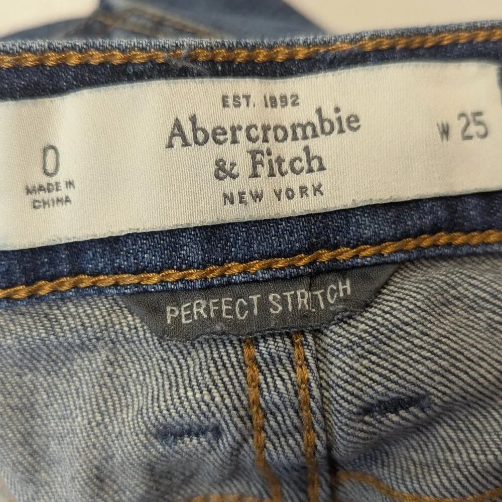 Abercrombie & Fitch Long Denim Distressed Shorts Cuffed Size 25 Low Rise